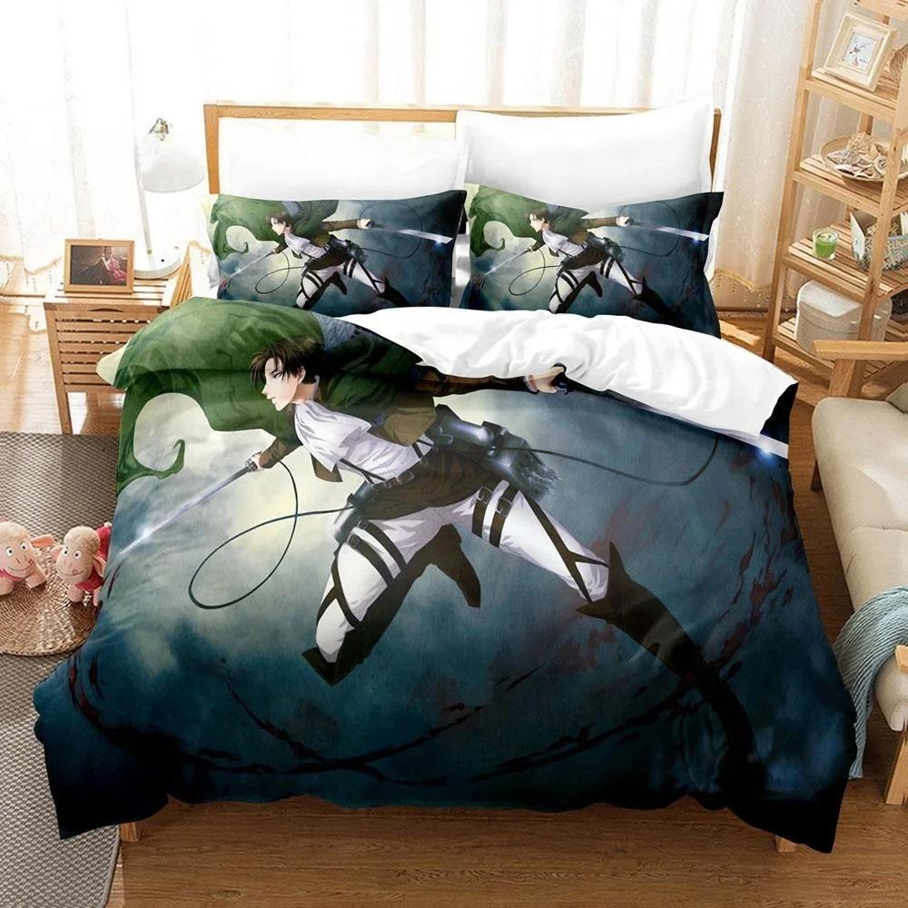 Comfortable Anime Print Bedding Set With Duvet Cover And Pillowcases Single Twin Full Queen King Sizes For Adults And Kids