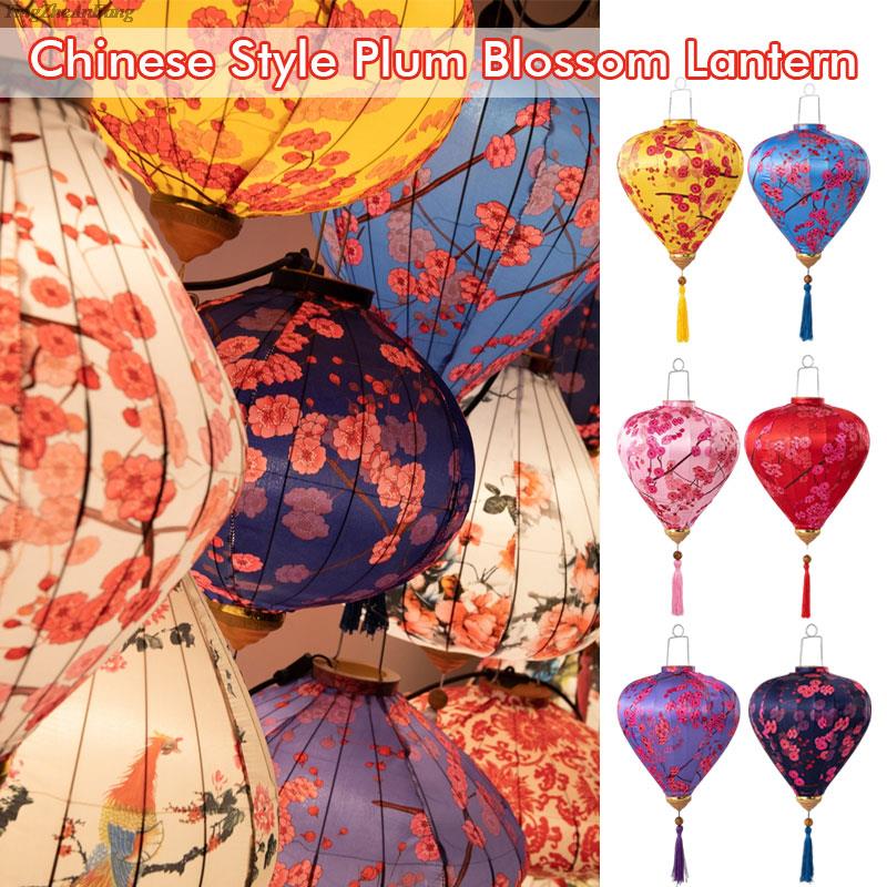 

12/14 inch Chinese Ancient Style Silk Cloth Palace Lantern Retro Mid Autumn Wedding Festival Party Outdoor Decor Lanterns 12INCH