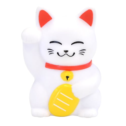 Mascot Toothbrush with Suction Cup, Maneki Neko, White