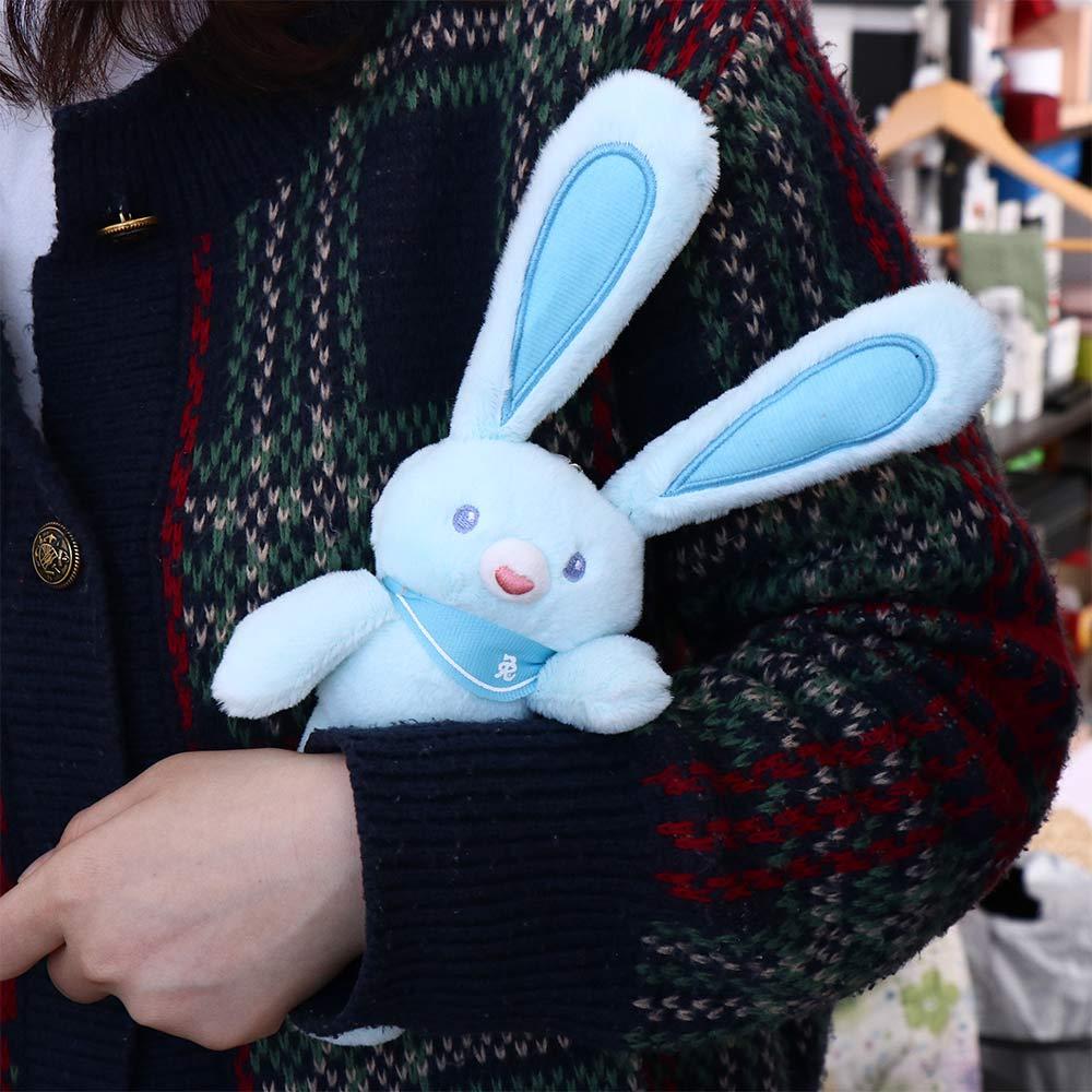 Pulling Rabbit Keyring Plush Rabbit Keychain Stuffed Animal Toys Key Chain Pulling Rabbit Plush Toy