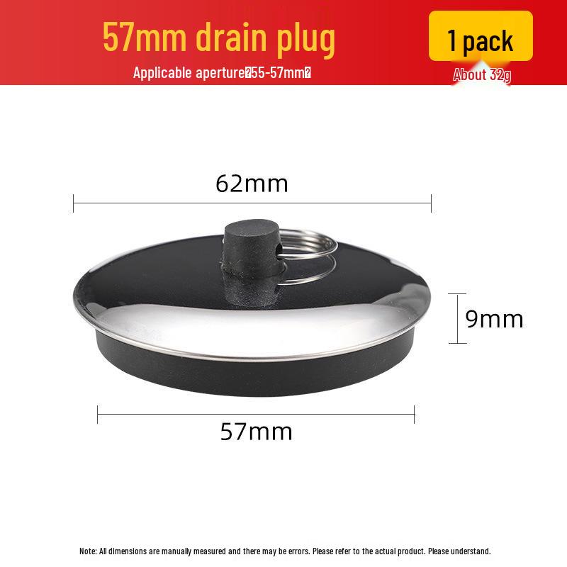 Universal Rubber Drain Stopper for Sinks, Bathtubs, and Pools