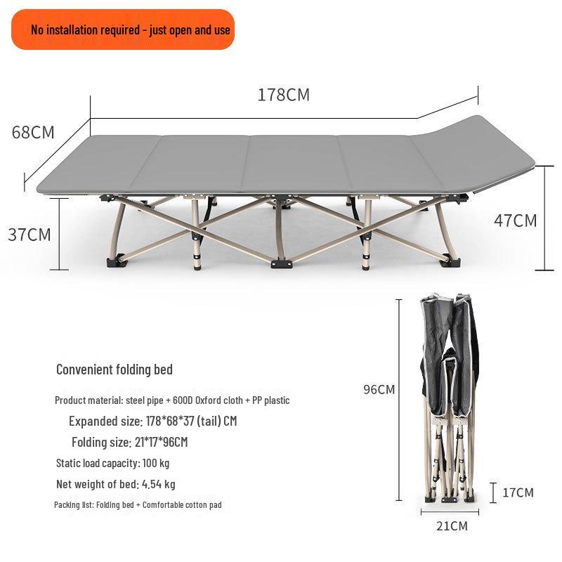 Portable Folding Single Bed for Office, Camping, or Outdoor Use