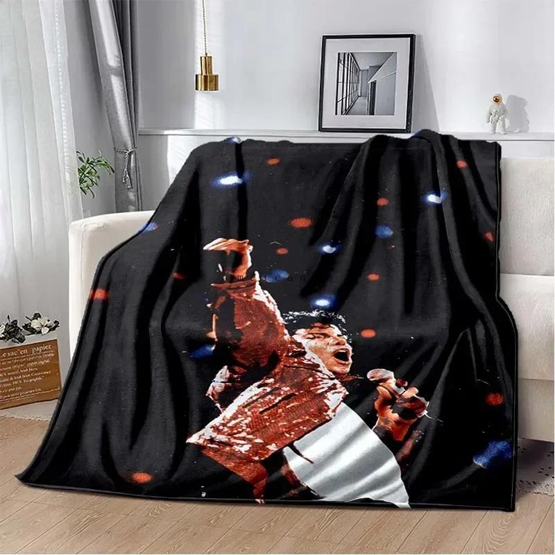 Custom Pop Music Michael J-Jackson Printed Flannel Blanket , Warm Soft Cozy Blanket Flannel Livingroom Home Decor Birthday Gi