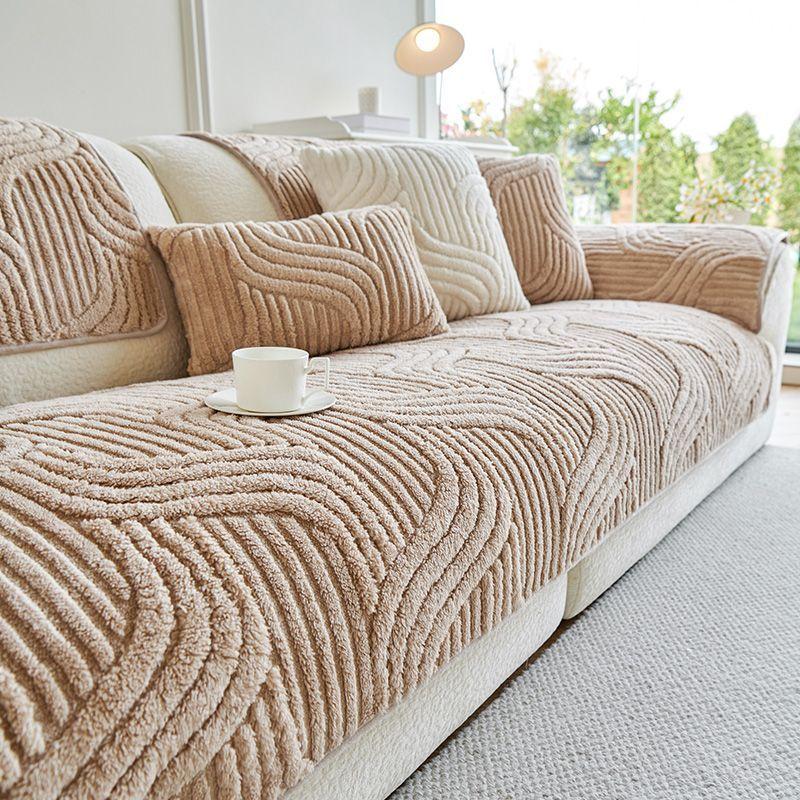 1pc Contemporary Thick Plush Non-Slip Sofa Cover Ideal for Bedroom Office Living Room Home Decor, Fits Single, Double, Triple, and Quad Sofas