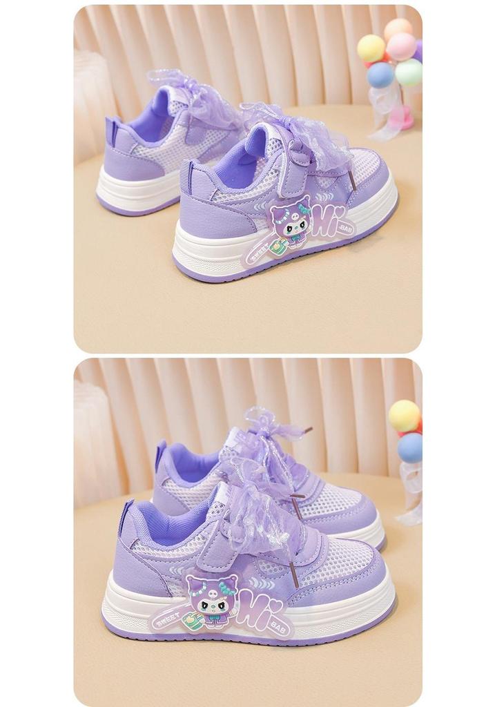 Spring/Summer 2026 Girls' Cartoon Mesh Breathable Sports Shoes - Soft Sole, Non-slip Casual Sneakers