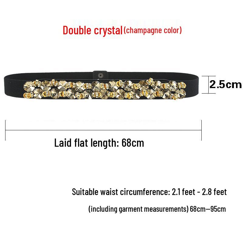 Women's Rhinestone Flower Elastic Waist Belt
