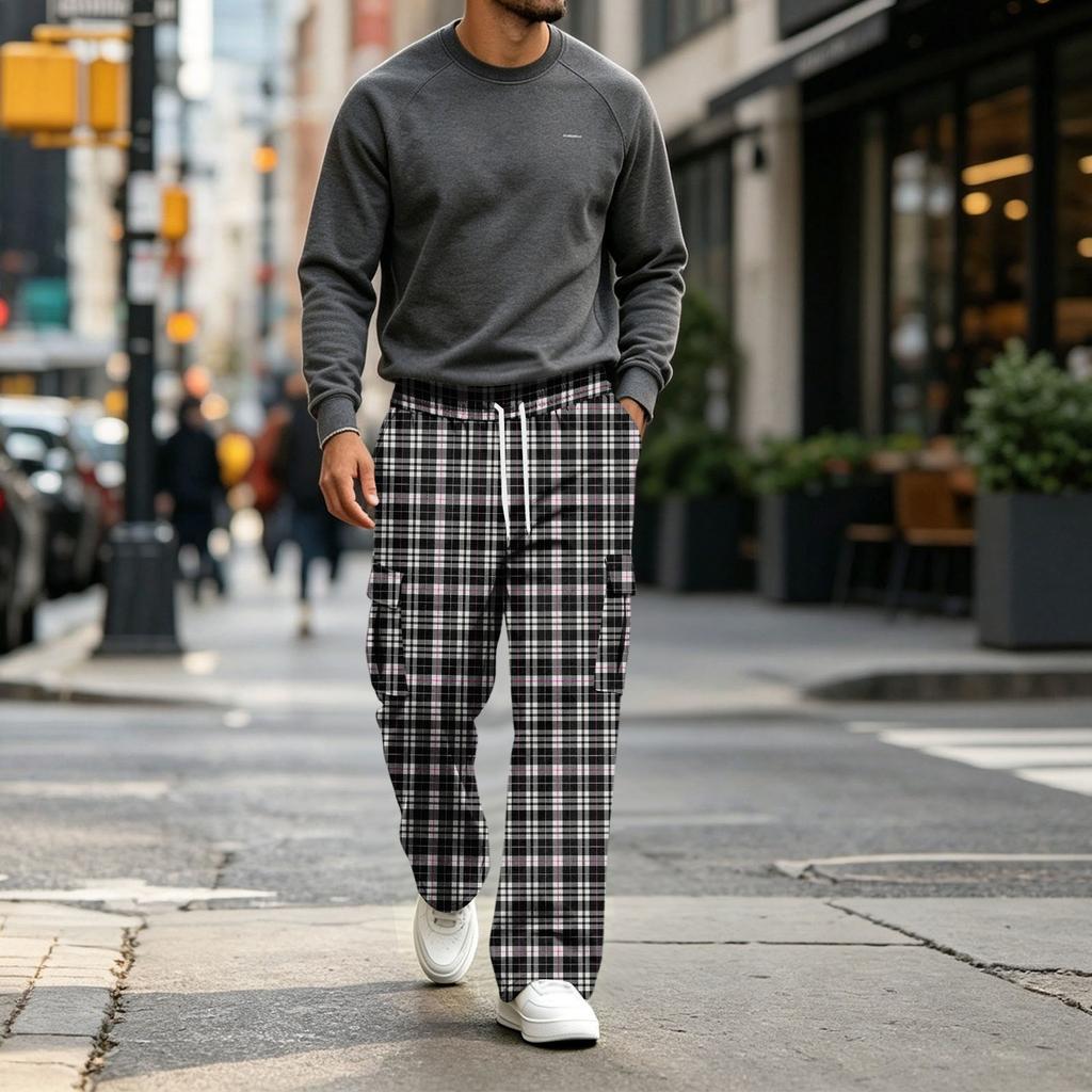 Men's Casual Straight-Leg Drawstring Jogger Pants for Commute and Sports