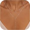 Simple Rope Long Necklace Fashionable Copper Collar Chain Y-shaped Pendant Necklace Beaded Necklace