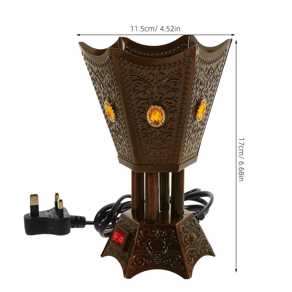 Brûleur d'encens électrique Bureau Rétro Support de cassolette en métal Brûleur d'aromathérapie Ornement de table Prise Secteur UK Aromathérapie