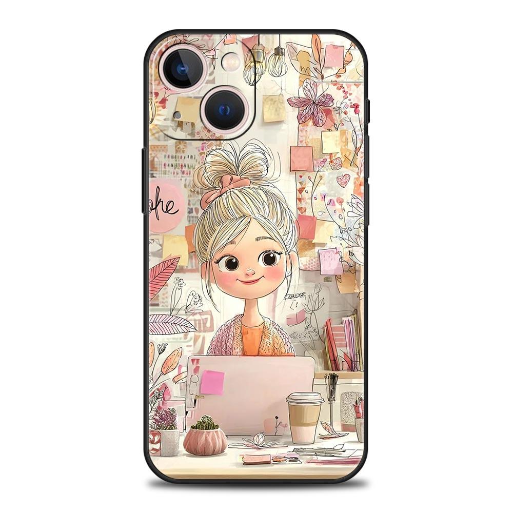 

Мультяшная Девочка Чехол для Телефона Cover для iPhone 17 16 15 14 13 12 Pro Max 11 Pro Max 17 AIR Plus Ударопрочный Мягкий ТПУ Корпус Fundas Capas iPhone 16 Pro