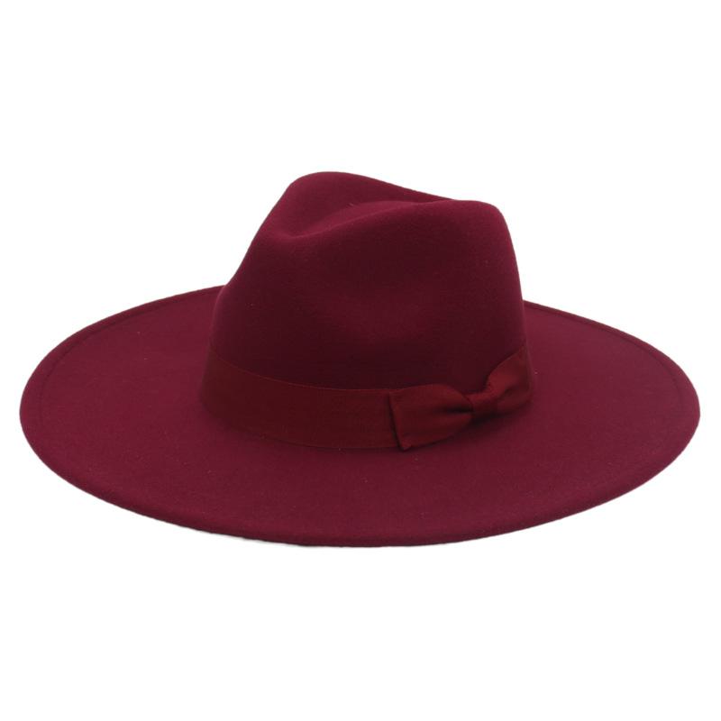 Jazz Hat Retro Men'S And Women'S Cotton Felt Hat Big Brim Panama Hat Gold Chain Hat