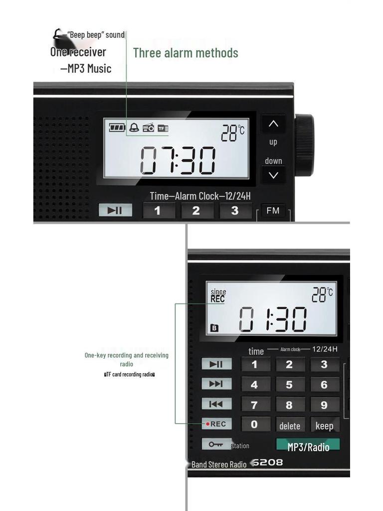 PANDA 6208 Portable Lithium Battery FM Radio with Card Slot for the Elderly