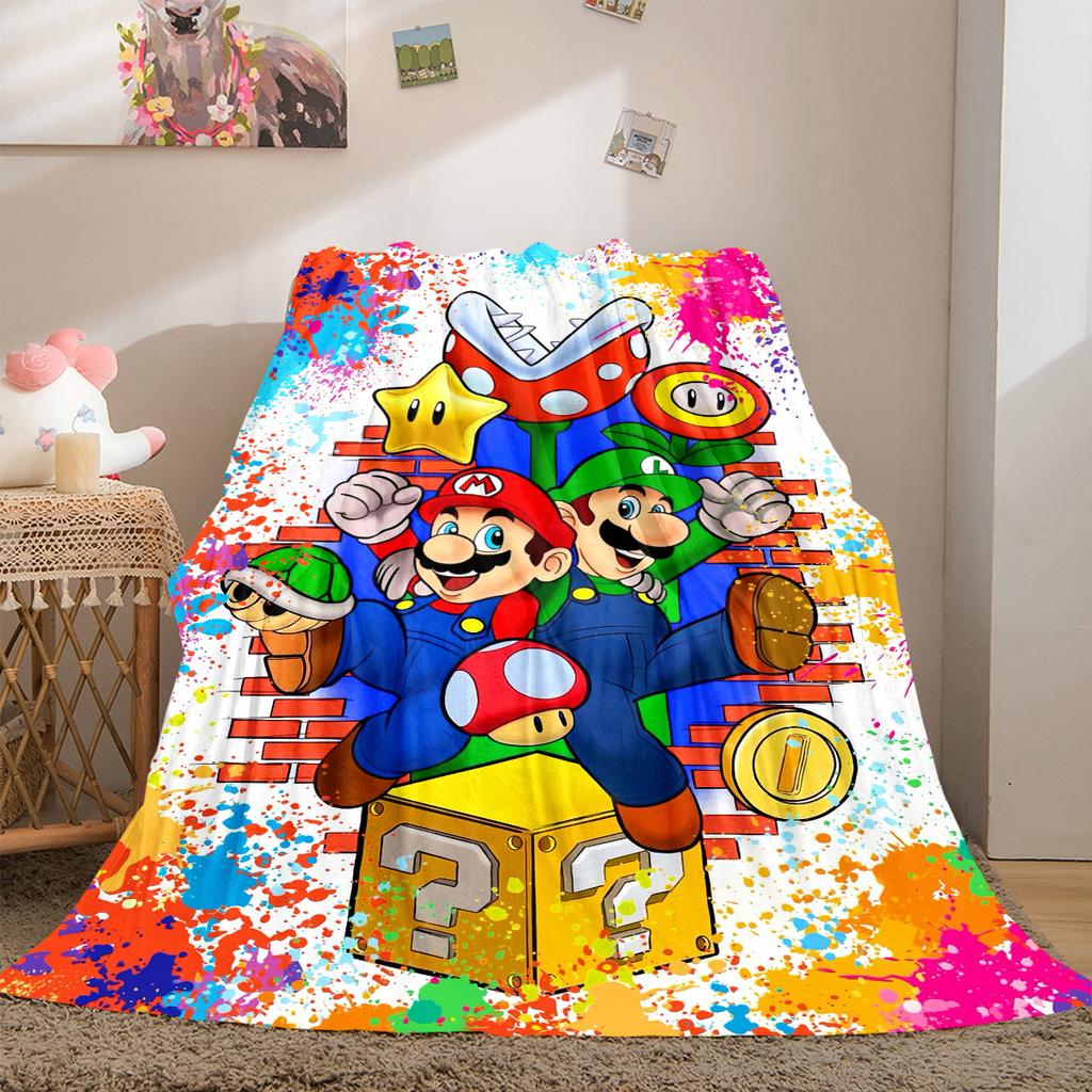 Super Mario Bros All-Season Versatile Travel Blanket Compact Suitable for Office Nap & Camping LXR89