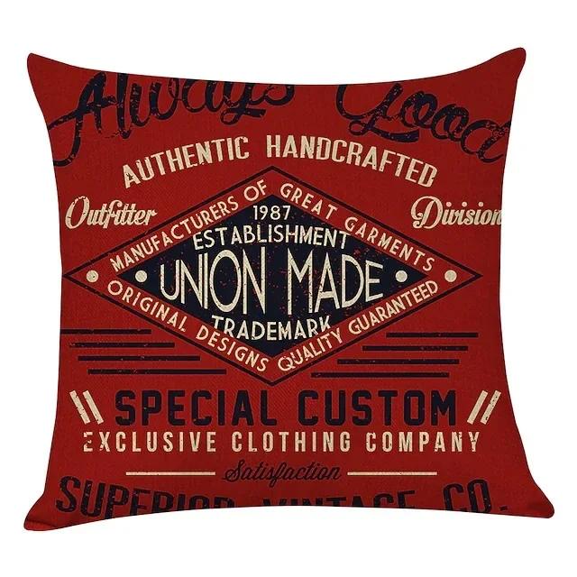 

Винтажные Классические Английские Буквы Льняные Наволочки Для Подушек Бар Диван Красные Подушки Для Двуспальной Кровати Чехлы 40x40 45x45 Домашний Декор 16x16Inch