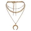 Boho Star Moon Heart Snake Sequin Pendant Necklace Ladies Multilayer Gold Metal Clavicle Necklaces Girls Jewelry