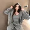 Age-Defying Slim Fit Women's Spring & Autumn Korean Fashion Hooded Three-Piece Running Set