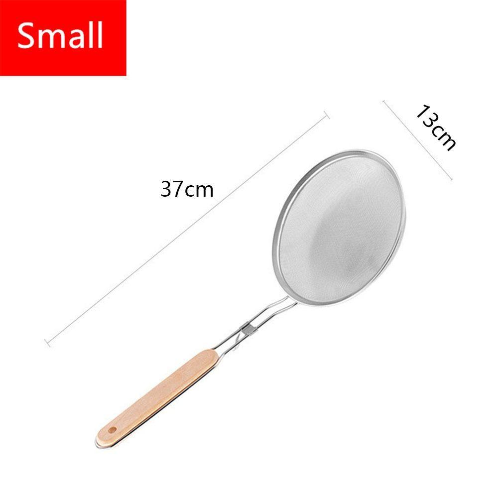 Fine Mesh Stainless Steel Strainer Wooden Handle Flour Filter Durable Oil Strainer