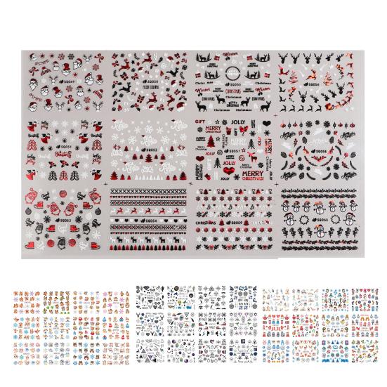 Autocolant pentru unghii Model rafinat Culoare vibrantă Efect de lungă durată Detașabil ușor de aplicat PVC decorativ Elan de Crăciun