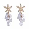 Irregular Imitation Pearl Beaded Dangle Earrings for Women Ladies Ocean Style Metal Starfish Drop Earrings Jewelry Accessories