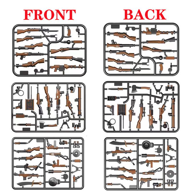 5/10 WW2 Soldier Weapons Building Block Two-color Printing Machine Rifle Submachine Sniper Guns Military Accessories Block Bricks C238
