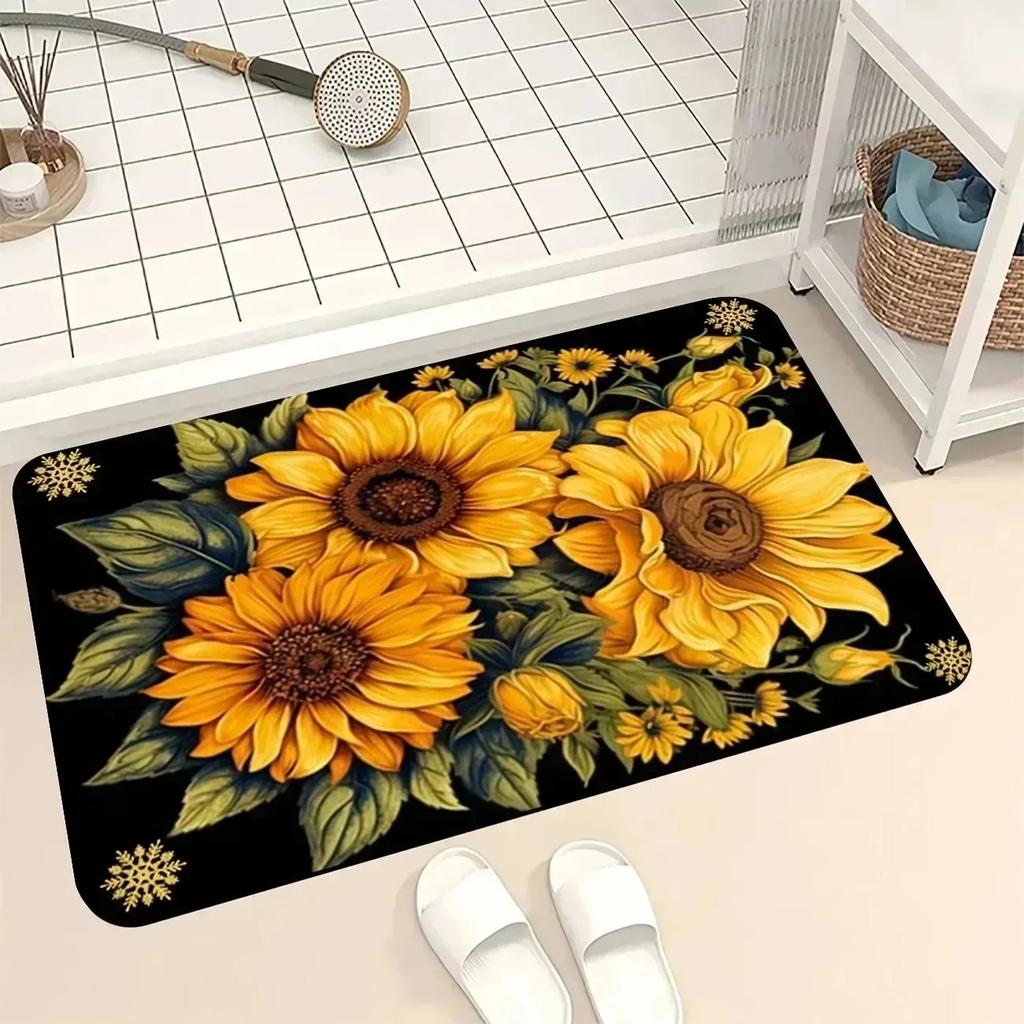 1PC Rose Arts Pattern Living Room Rugs Kitchen Rugs Non-Slip Home Door Mats Pop Arts Bath Mat Carpet for Home Sink Laundry Decor