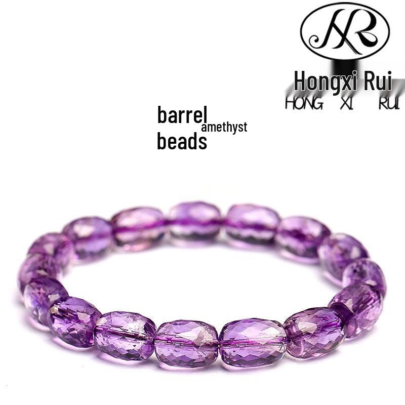 Браслет из натурального бразильского аметиста Hongxi Rui, граненые бочкообразные бусины, кристальный браслет Approx. 9*7mm per strand