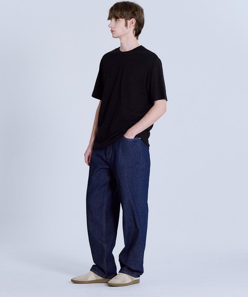 BASIC HOUSE Uni Relaxed Fit Round Neck Short Sleeve T-Shirt Black Lats0105 (A Type)