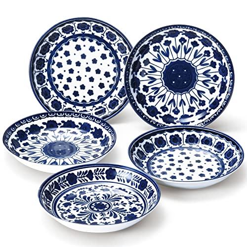 

Dolce duo Curry/Pasta Plates, Large, 22.5cm Diameter x 4cm Height, Indigo Blue, 5-Piece Set, Made in Japan, Microwave and Dishwasher Safe, Grand Bleu,