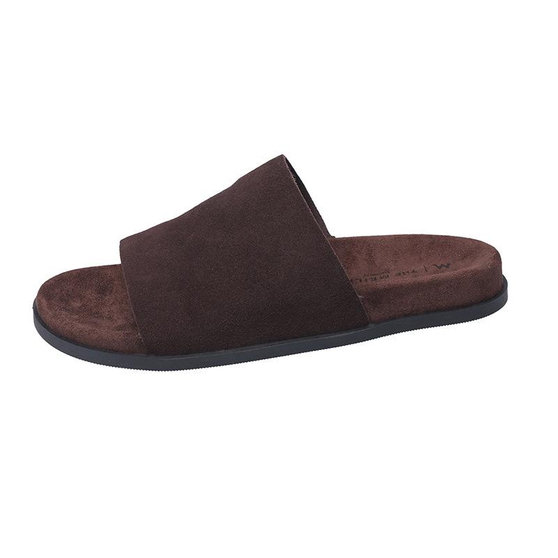 

Mori retro one-word Boken slippers women wear 2025 new fairy style with skirt casual cool slippers 40 кофейный