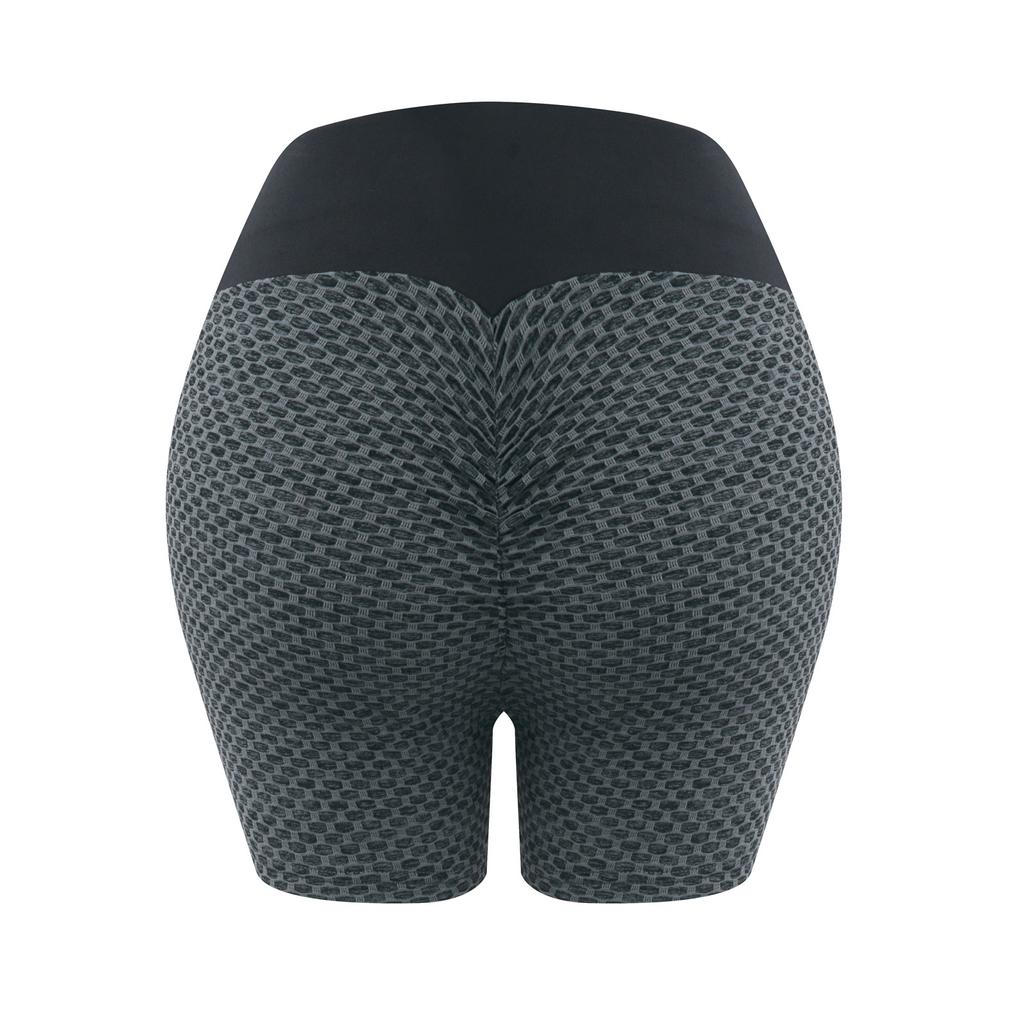 Women's Honeycomb High Waist Side Pocket Breathable Five Point Yoga Shorts Pants