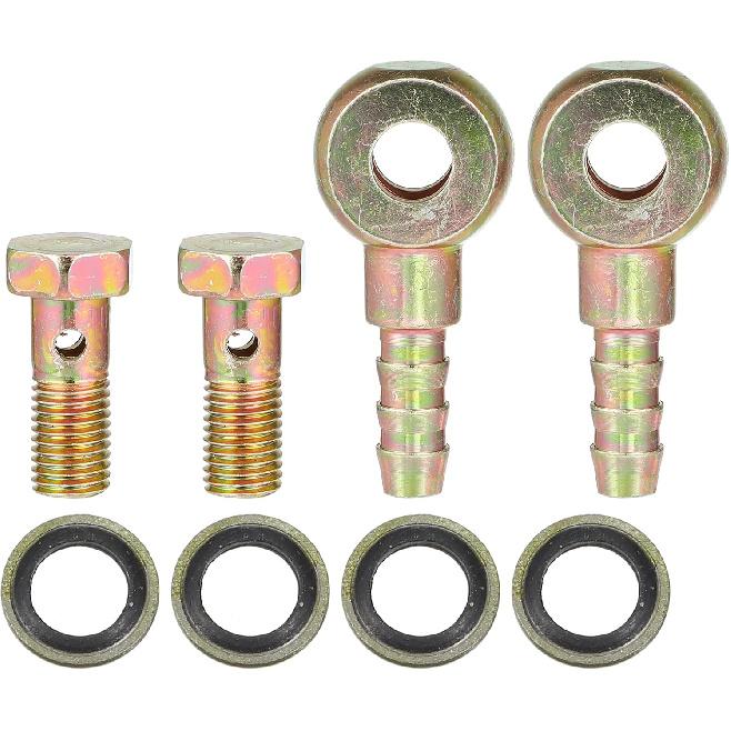 Banjo Bolt M8x1 Banjo Hose Barb Bolt Fitting Brake Line Fitting Adapter with Copper Washers for Motorcycle Car (Set of 2)