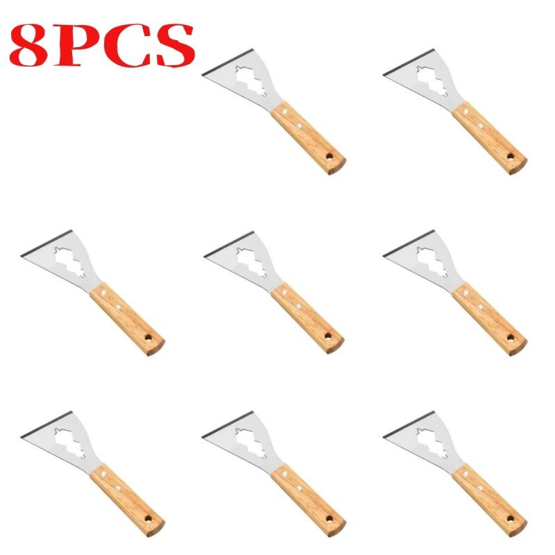 8PCS Multi-functional Shovel Long Handle Shovel Thickened Stainless Steel Kitchen Cleaning Household Shovel for Scraping Dust