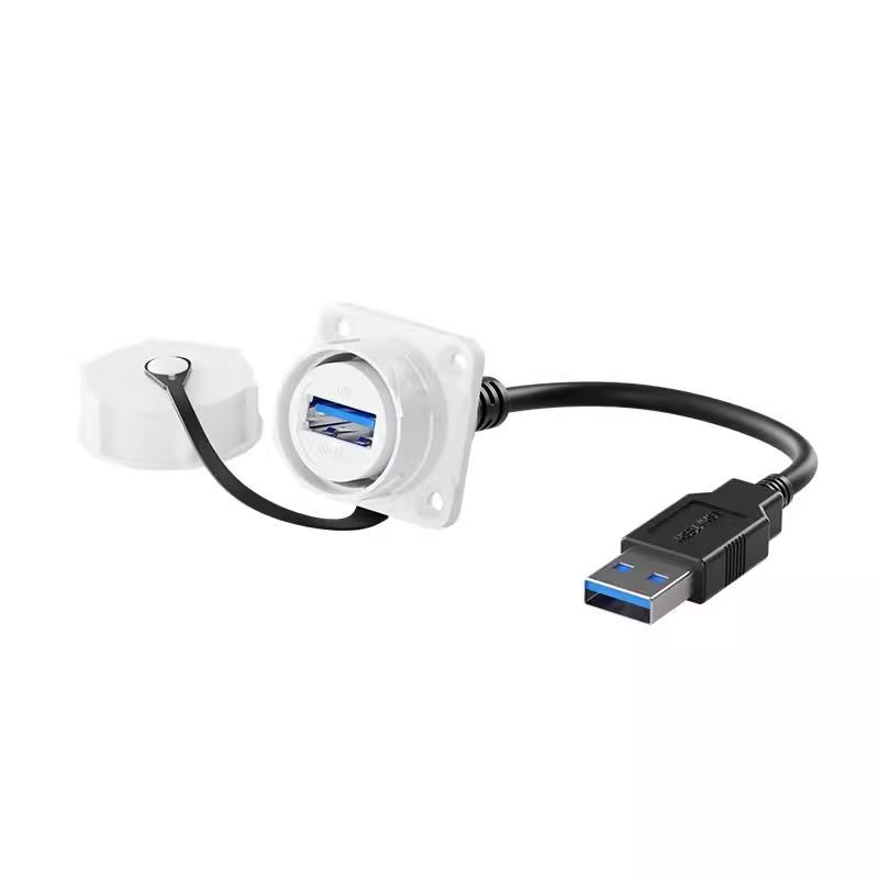 USB2.0 USB3.0 Screw Lock Waterproof USB Aviation Connector Socket Female To Male Industrial Data Extension Cable 0.3M 0.5M 1M