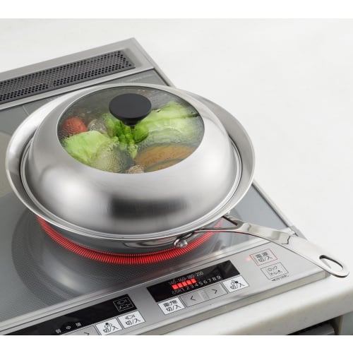 Yoshikawa Visible! Steamer for Frying Pans (24-26cm), with Glass Lid, Steaming Plate, Simply Place on Frying Pan, Stainless Steel, Steam Food, Tsubame
