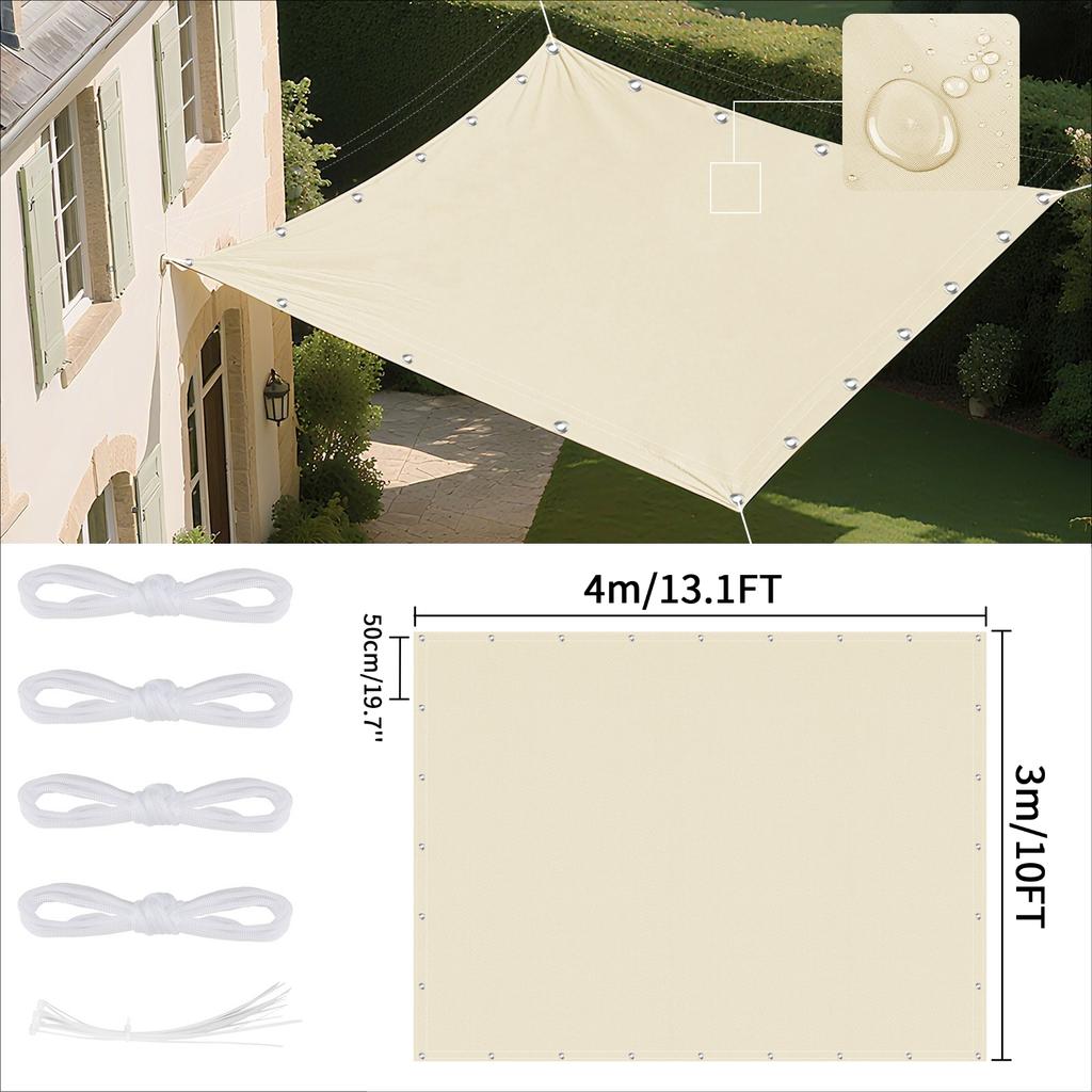Waterproof Shade Sail with Grommets Tent Tarp Cover Sunshade Cloth Awning Canopy for Outdoor Garden Patio Camping Hiking Shelter