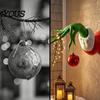 Holiday Decorative Hanging Art Christmas Elf Hand Tree Decorations with Red Balls, Green Wall Fun Xmas Home Window Display Decor, Funny Mount