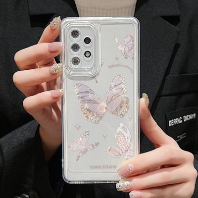 Klarer Fall für Samsung S24 Ultra A54 5G A53 A52 S23 Plus S22 S21 S20 FE A35 A55 A34 A33 A32 A14 A13 Silikon-Schmetterlingsabdeckungen