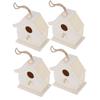 4Pcs Mini Holz Vogel Haus Hängen Vögel Nester Ornamente für Outdoor Garten Balkon Hof