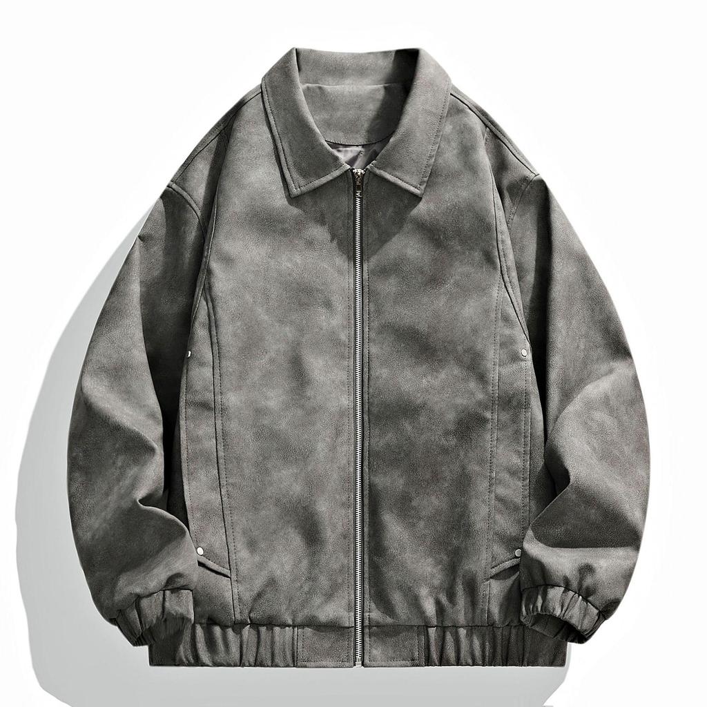 2025 Men's Retro PU Leather Motorcycle Bomber Jacket