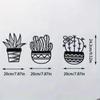 3-Piece Cactus Metal Wall Art Set - Natural Theme, Modern Black Metal Wall Decor