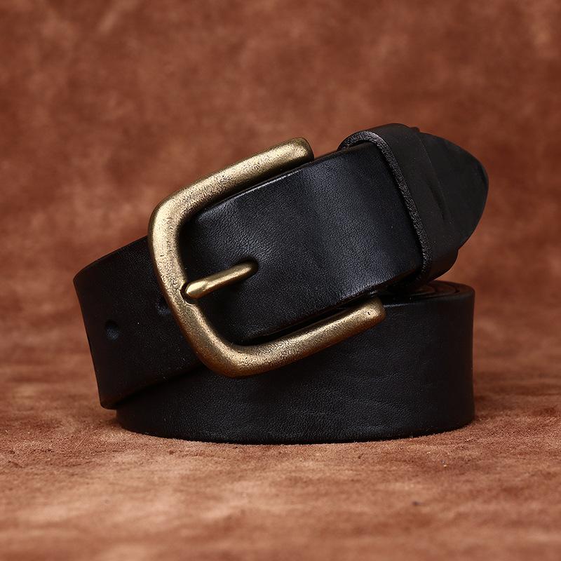 New Water-Dyed Retro Handmade Belt Men'S Genuine Leather Pin Buckle First Layer Cowhide Youth Casual Jeans Belt Men'S