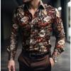 Herren Hemden mit Blumenmuster Langarm Lässiger Cardigan Neue Knöpfe Urlaubsmode Hemden