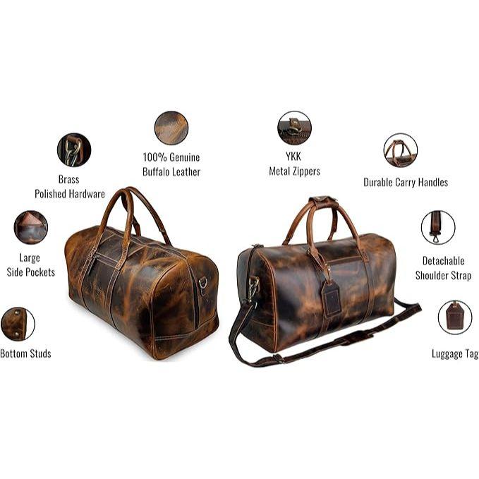 Neue Reisetasche aus echtem Büffelleder, Leder-Weekender, Reisetasche, Reisegepäck, Sporttasche, Wochenendausflug, Handgepäck, Duffle-Tasche, Sporttasche
