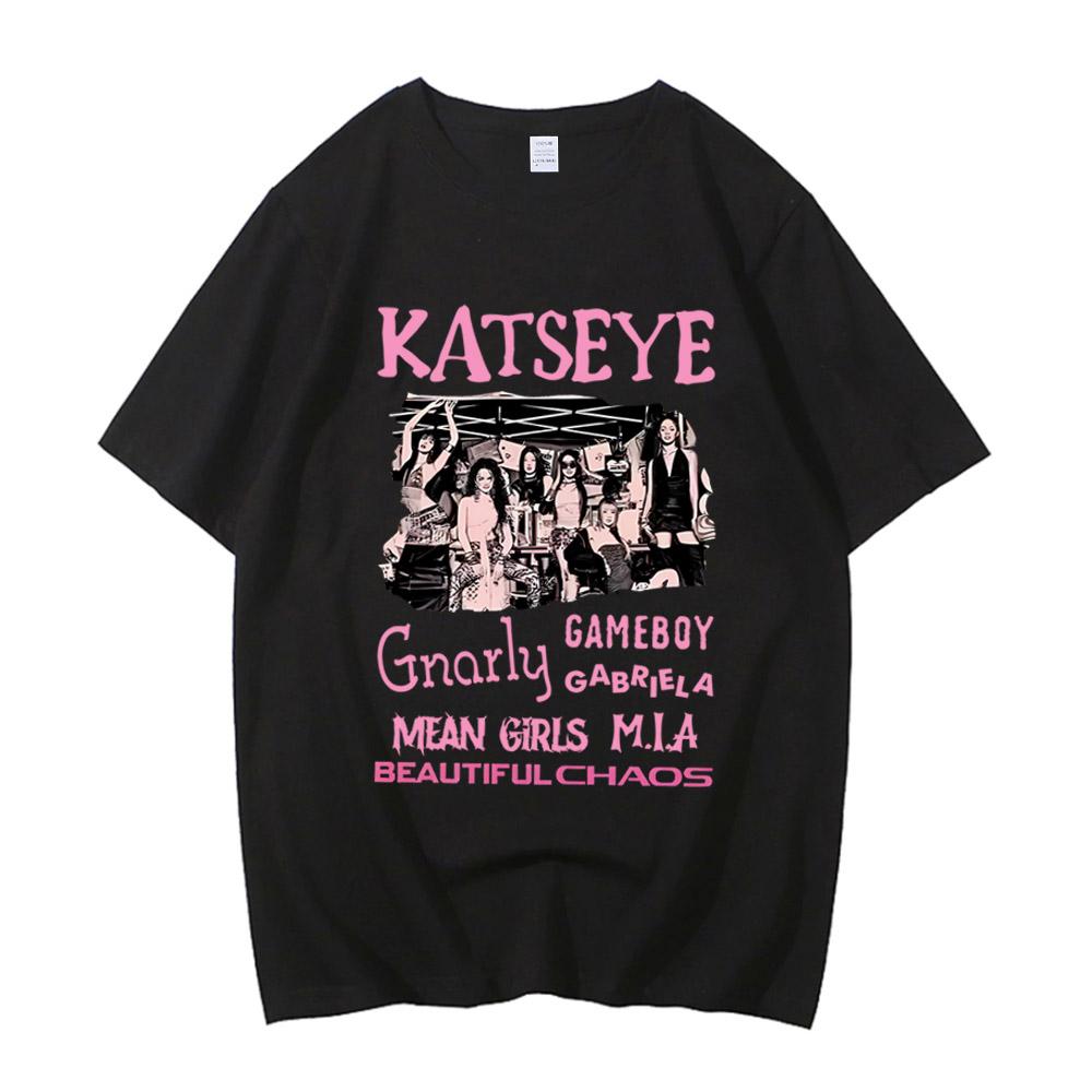 NEW Katseye Beautiful Chaos Tshirt High Quality Retro Cotton Tee for Woman Man Graphic Short Sleeve Shirt Unisex Tops T Shirt