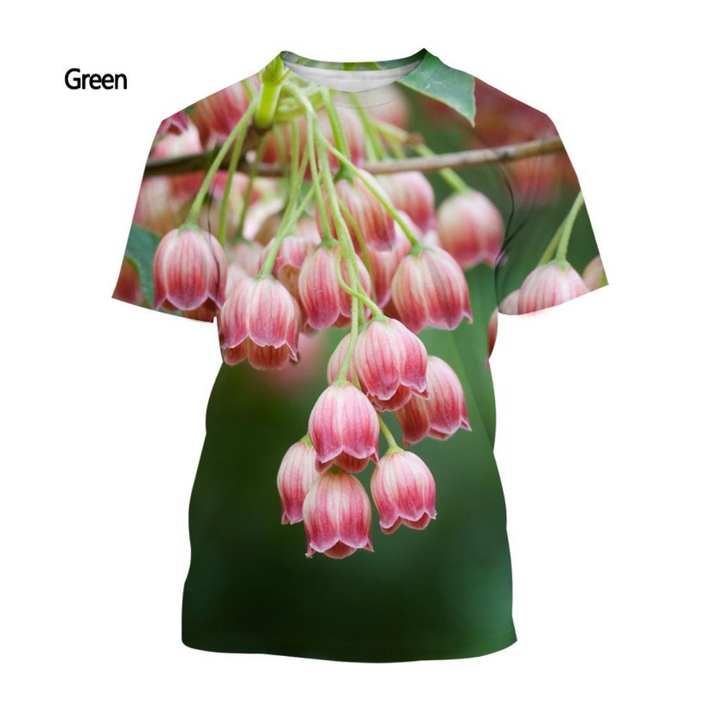 Rosenpflanze Blumen 3D HD Druck Herren T-Shirt Mode Kreativ Oberteil Lässig Alles Qualität Bequem Kurzarm