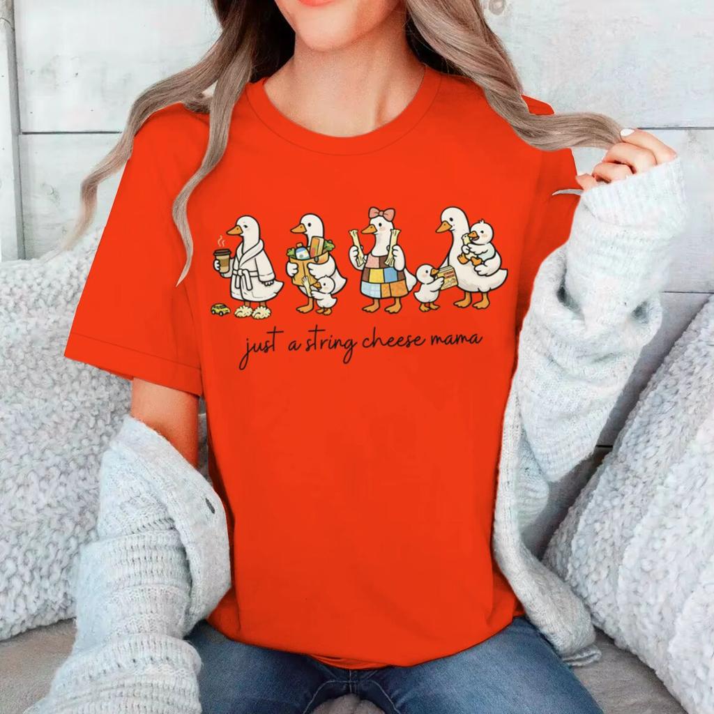 Just A String Cheese Mama Fun Duck Mom Tshirt Mama Life Graphic Tee Fashion Mothers Day Gift For Mommy Unisexs Tshirts