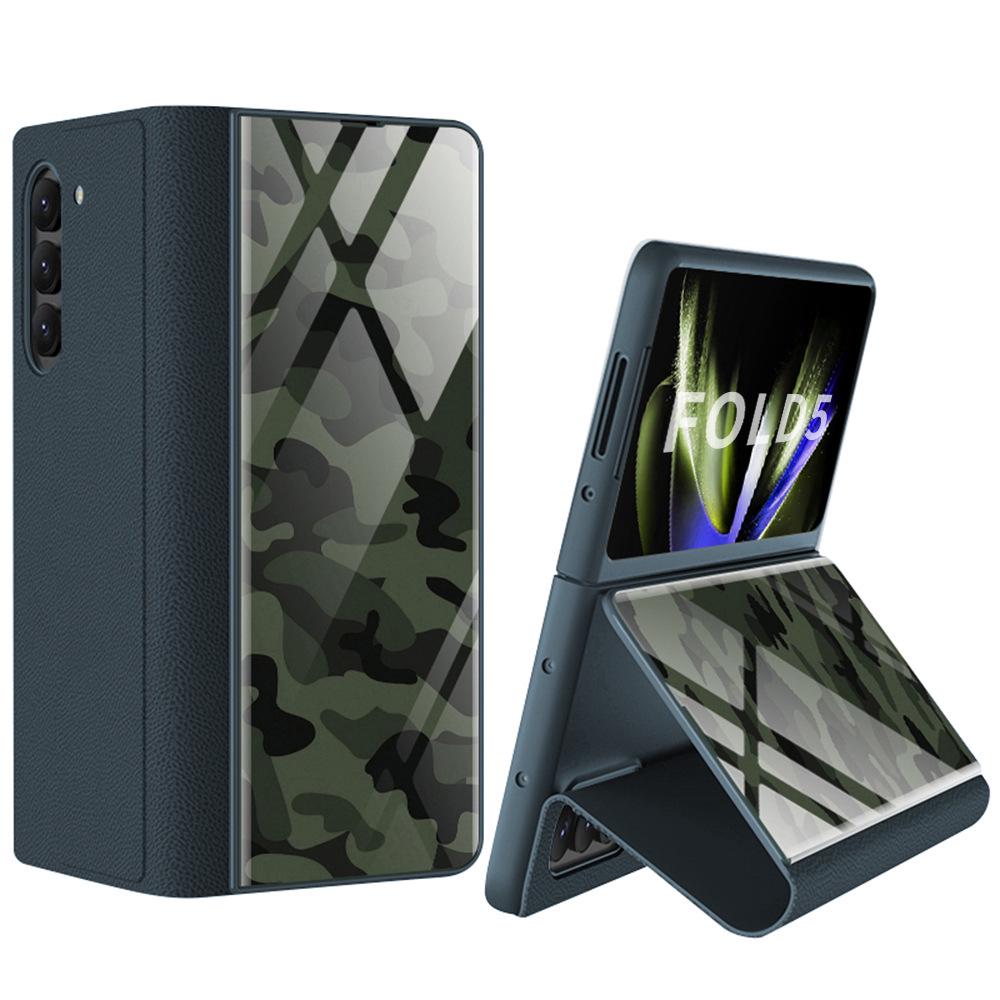 Samsung Z Fold5 Cross-border Leather Flip Cover with Painted Design - 5G Protective Case