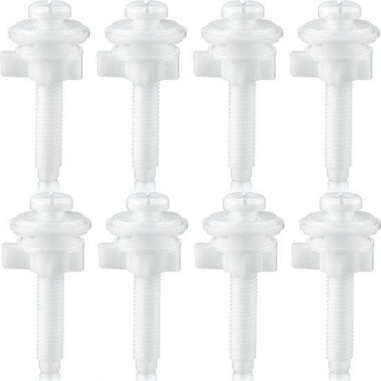Jetec 2 Pieces Toilet Seat Screws Replacement Kit Plastic Bolts with Plastic Nuts and Washers Parts Kit for Fixing The Top Toilet Seat, White