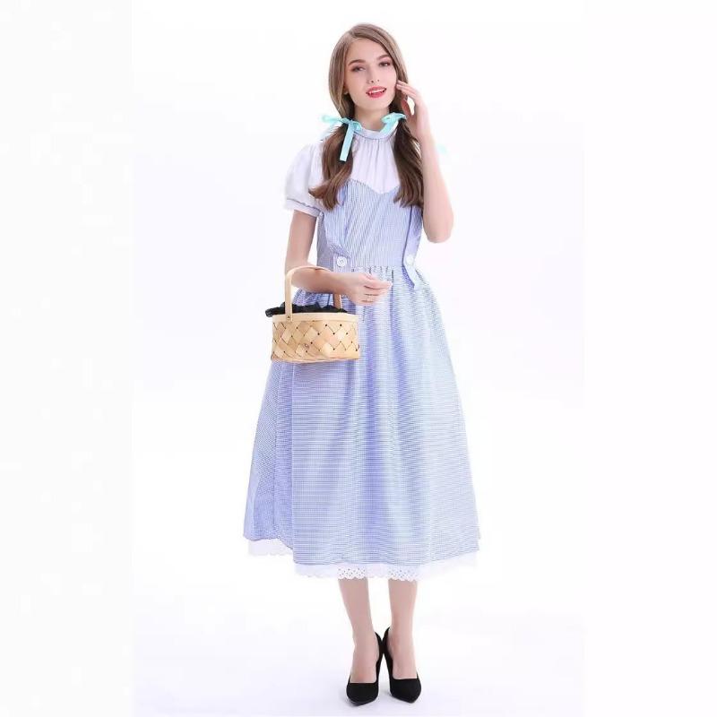 Halloween Wizard of Oz Cosplay Suit Dorothy Children Adult Blue Checked Skirt Pastoral