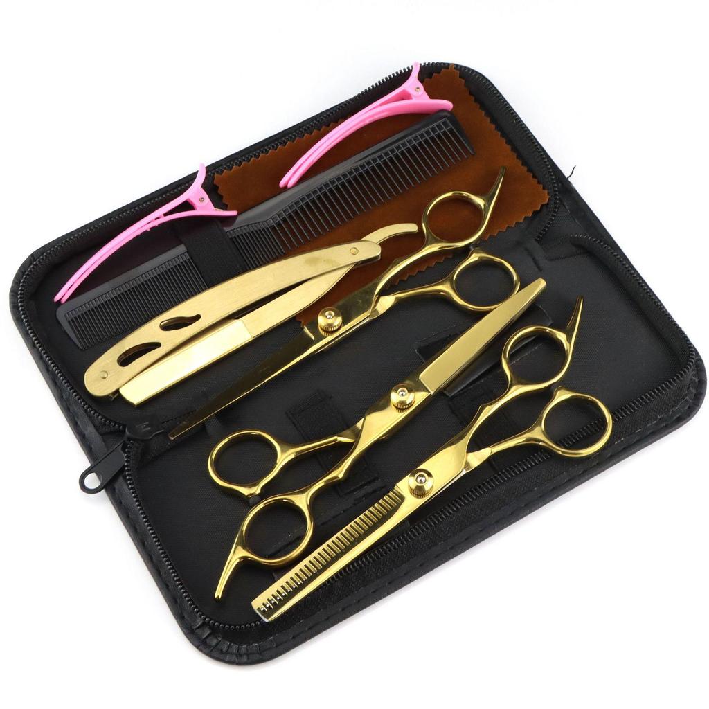 Professional 6" Straight & Thinning Hair Scissors Set for Adults & Kids Haircuts & Bangs